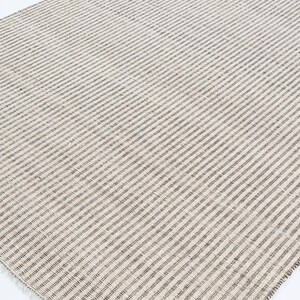 Woven Ridge Clove Cream Wool Rug, Hand-Woven Ribbed Directional Weave, Cream Area Rug 8x10 image 7