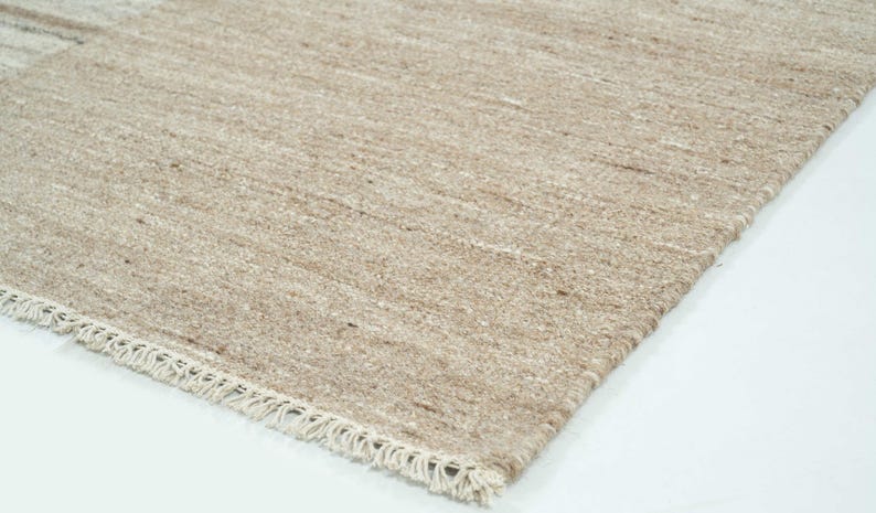 Soft Ground Creek Wollteppich in Taupe, handgewebt, flachgewebt, kurzflorig, graubeige-taupefarbener Teppich, 8x10 Bild 5
