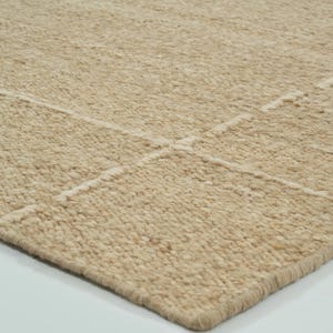 Geweven Ridge Azuriet Camel wollen vloerkleed, handgeweven ribbels met richtingspatroon, warm camelkleurig vloerkleed 8x10 afbeelding 7