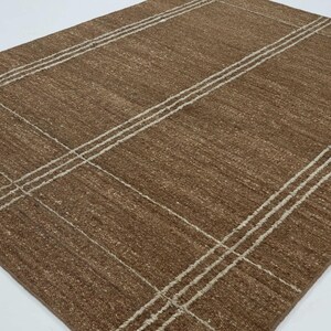 Woven Ridge Basalt Cream Wool Rug, Hand-Woven Ribbed Directional Weave, Cream Area Rug 8x10 image 5