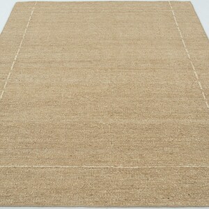 Geweven Ridge Azuriet Camel wollen vloerkleed, handgeweven ribbels met richtingspatroon, warm camelkleurig vloerkleed 8x10 afbeelding 3