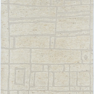Still Water Brook Cream Wool Rug, Hand-Knotted Tonal Washed Pattern, Cream Area Rug 8x10 image 1