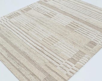 Warm Grain Chapel Camel Wool Rug, Hand-Knotted Textured Tribal Weave, Warm Camel Area Rug 8x10