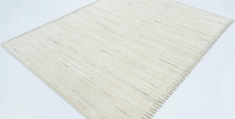Alfombra de lana Warm Grain Acorn Ivory, tejido tribal texturizado anudado a mano, alfombra de área color crema marfil 8x10 imagen 6