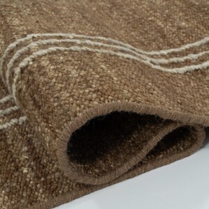 Woven Ridge Basalt Cream Wool Rug, Hand-Woven Ribbed Directional Weave, Cream Area Rug 8x10 image 8