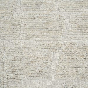 Still Water Canyon Cream Wool Rug, Hand-Knotted Tonal Washed Pattern, Cream Area Rug 8x10 image 5