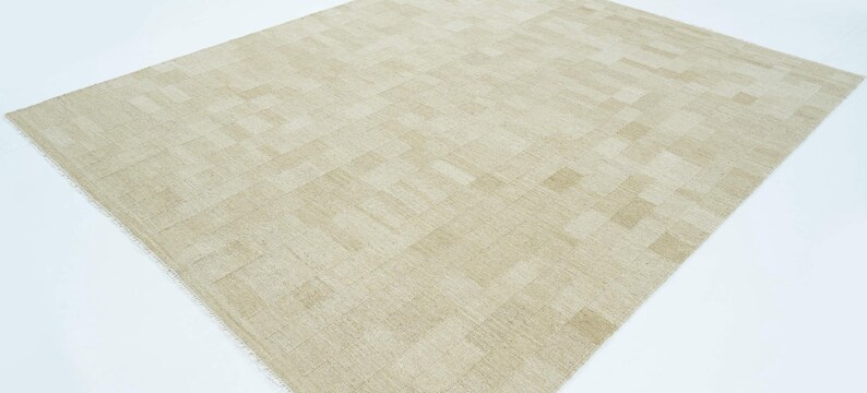 Tappeto in lana Soft Ground Dawn Honey, tessuto a mano a pelo corto, con trama piatta, caldo colore miele, 8x10 immagine 7