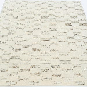Alfombra Warm Grain Bower de lana color marfil, tejido tribal texturizado anudado a mano, alfombra de área color crema marfil de 8x10 imagen 2