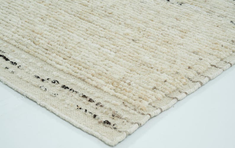 Warm Grain Boulder Cream wollen vloerkleed, handgeknoopt met een gestructureerd tribaal weefsel, crèmekleurig vloerkleed 8x10 afbeelding 7