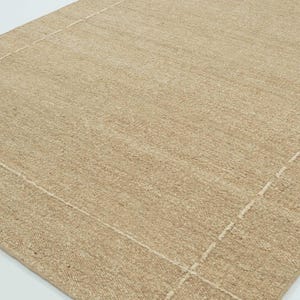 Geweven Ridge Azuriet Camel wollen vloerkleed, handgeweven ribbels met richtingspatroon, warm camelkleurig vloerkleed 8x10 afbeelding 6
