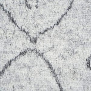 Hoogpolig wollen vloerkleed Bloom Storm, handgeknoopt, pluche, hoog-laagpolig, antracietblauw, vloerkleed 8x10 afbeelding 4