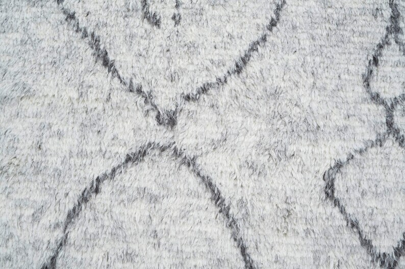 Hoogpolig wollen vloerkleed Bloom Storm, handgeknoopt, pluche, hoog-laagpolig, antracietblauw, vloerkleed 8x10 afbeelding 4