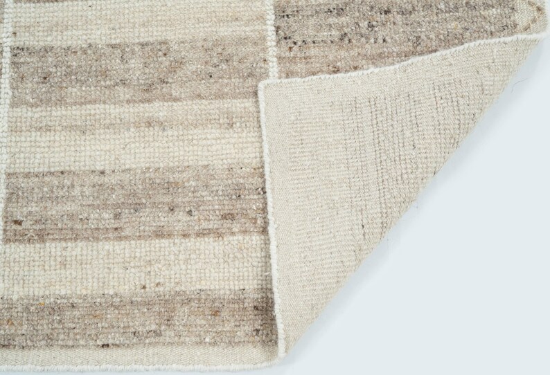 Deep Pile Copse Cream Wool Rug, Hand-Knotted Plush High-Low Pile, Cream Area Rug 8x10 image 6
