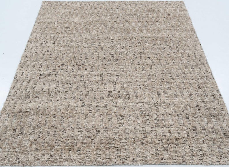 Still Water Burlap Camel Wool Rug, Hand-Knotted Tonal Washed Pattern, Warm Camel Area Rug 8x10 image 3