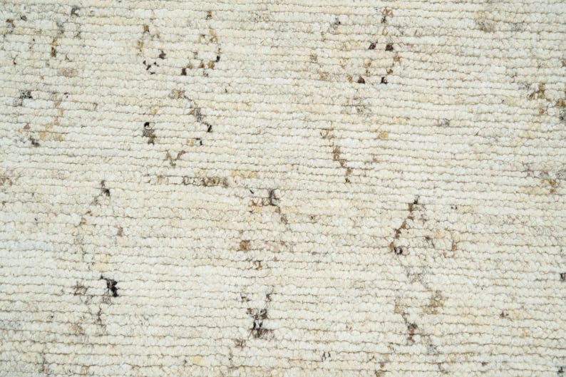 Tapis Warm Grain Candle en laine ivoire, tissage tribal texturé noué à la main, tapis crème ivoire 8x10 image 5
