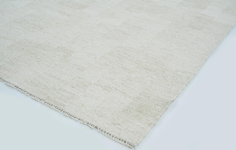 Tapete Soft Ground Dill Cream em lã, tecido à mão com trama plana de pelo baixo, tapete creme 8x10 imagem 1