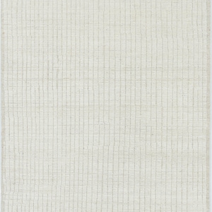 Hoogpolig wollen vloerkleed in de kleur Briar Ivory, handgeknoopt, pluche, hoog-laagpolig, ivoorkleurig crèmekleurig vloerkleed 8x10 afbeelding 2