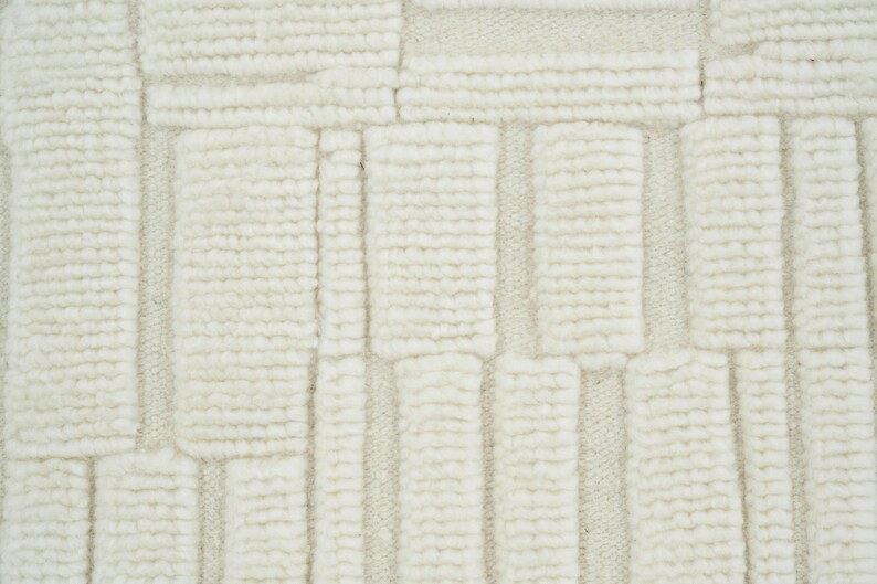 Alfombra Quiet Weave de lana color canela marfil, anudada a mano con textura sutil tono sobre tono, alfombra de área color crema marfil de 8x10 imagen 3