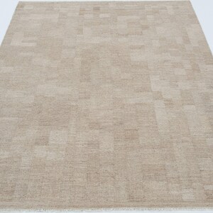 Zachte, laagpolige, camelkleurige wollen vloerkleed, handgeweven, platgeweven, warme camelkleurige vloerkleed 8x10 afbeelding 2