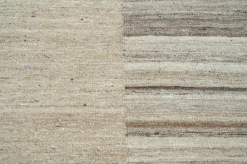 Soft Ground Creek Wollteppich in Taupe, handgewebt, flachgewebt, kurzflorig, graubeige-taupefarbener Teppich, 8x10 Bild 1