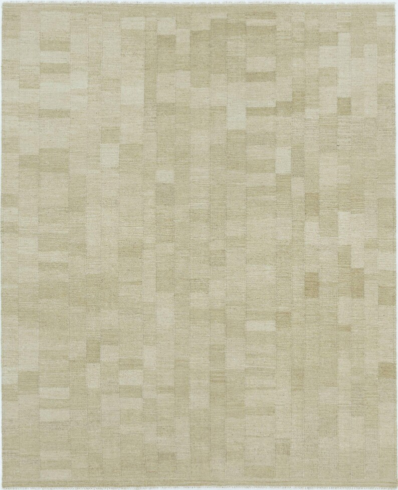 Tappeto in lana Soft Ground Dawn Honey, tessuto a mano a pelo corto, con trama piatta, caldo colore miele, 8x10 immagine 2
