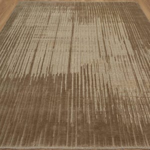Still Water Beacon Wheat Wool Rug, Hand-Knotted Striated Sheen, Warm Gold Camel Area Rug 8x10 image 5
