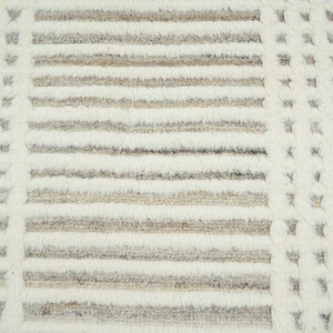 Warm Grain Bog Ivory Wollteppich, handgeknüpft, strukturiertes Tribal-Webmuster, elfenbeinfarbener Teppich (8x10) Bild 4
