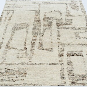 Warm Grain Bench Ivory wollen vloerkleed, handgeknoopt, gestructureerd tribaal weefsel, ivoorkleurig crèmekleurig vloerkleed 8x10 afbeelding 2