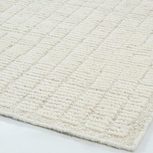 Hoogpolig wollen vloerkleed in de kleur Briar Ivory, handgeknoopt, pluche, hoog-laagpolig, ivoorkleurig crèmekleurig vloerkleed 8x10 afbeelding 7