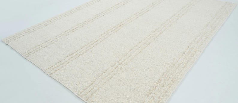 Woven Ridge Aspen Ivory Wool Rug, Hand-Woven Ribbed Directional Weave, Ivory Cream Area Rug 8x10 image 6