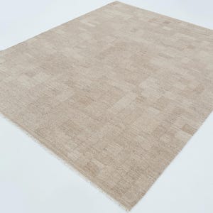 Zachte, laagpolige, camelkleurige wollen vloerkleed, handgeweven, platgeweven, warme camelkleurige vloerkleed 8x10 afbeelding 6