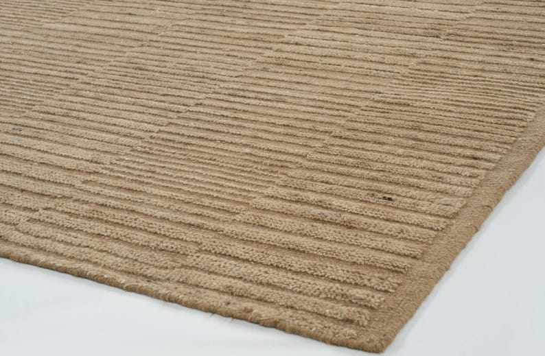Deep Pile Crest Camel Wool Rug, Hand-Knotted Plush High-Low Pile, Warm Camel Area Rug 8x10 image 7