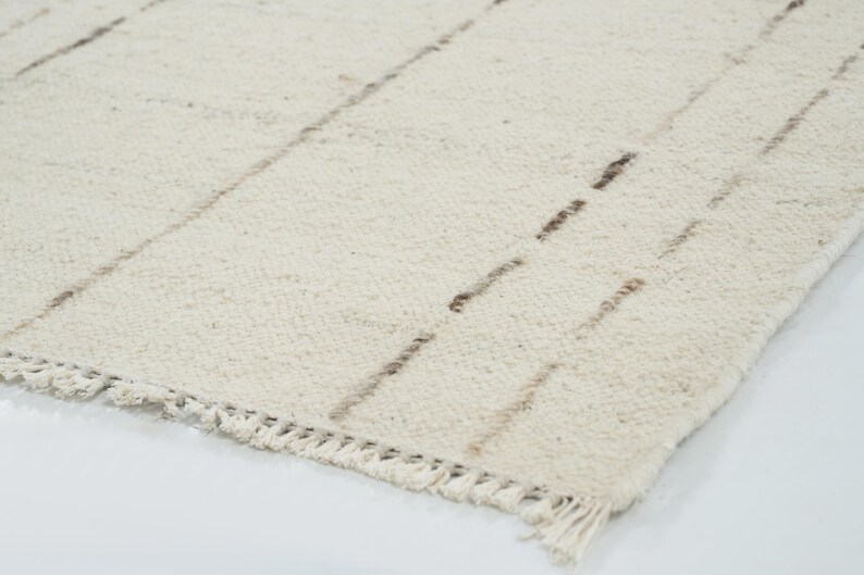 Dywan wełniany Woven Ridge Arbor Ivory, tkany ręcznie, prążkowany, splot kierunkowy, kremowo-kość słoniowa, 8x10 zdjęcie 5