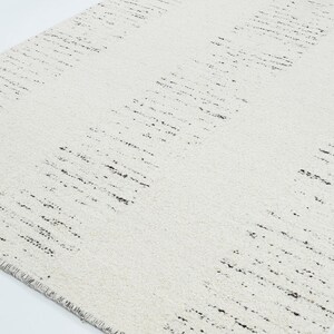 Warm Grain Brocade Ivory Wool Rug, Hand-Woven Textured Tribal Weave, Ivory Cream Area Rug 8x10 image 6