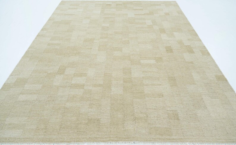 Tappeto in lana Soft Ground Dawn Honey, tessuto a mano a pelo corto, con trama piatta, caldo colore miele, 8x10 immagine 5