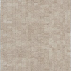 Zachte, laagpolige, camelkleurige wollen vloerkleed, handgeweven, platgeweven, warme camelkleurige vloerkleed 8x10 afbeelding 1