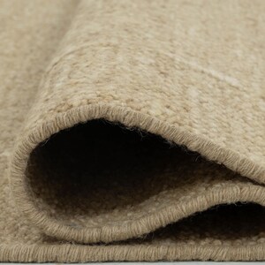 Geweven Ridge Azuriet Camel wollen vloerkleed, handgeweven ribbels met richtingspatroon, warm camelkleurig vloerkleed 8x10 afbeelding 2