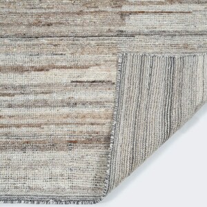 Tapis en laine à poils longs couleur taupe corail, noué à la main, à poils longs et courts, tapis grège taupe 8x10 image 4