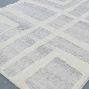 Warm Grain Cleary Ivory wollen vloerkleed, handgeknoopt met een gestructureerd tribaal weefsel, ivoorkleurig crèmekleurig vloerkleed 8x10 afbeelding 6