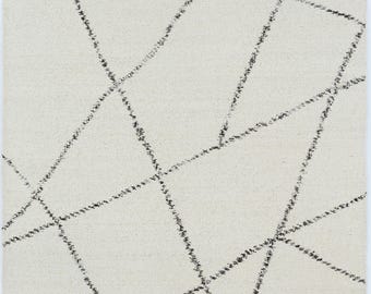 Alfombra de lana color marfil con textura de abedul de grano cálido, tejida a mano con tejido tribal texturizado, alfombra de área color crema marfil de 8x10