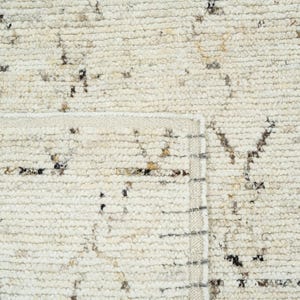 Tapis Warm Grain Candle en laine ivoire, tissage tribal texturé noué à la main, tapis crème ivoire 8x10 image 4