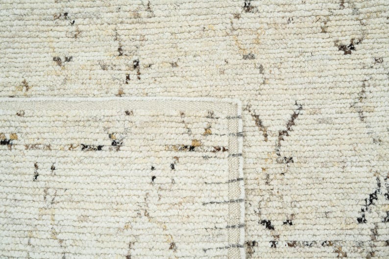 Tapis Warm Grain Candle en laine ivoire, tissage tribal texturé noué à la main, tapis crème ivoire 8x10 image 4