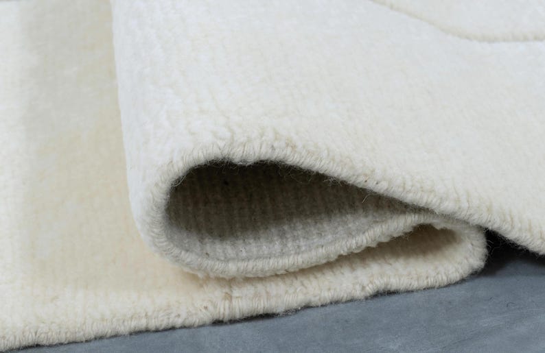 Quiet Weave Bramble Ivory Wool Rug, Hand-Knotted Tone-on-Tone Subtle Texture, Ivory Cream Area Rug 8x10 image 8