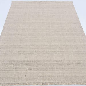 Geweven Cumulus-wollen vloerkleed met ribbels, crèmekleurig, handgeweven, richtingsgebonden, crèmekleurig vloerkleed 8x10 afbeelding 3