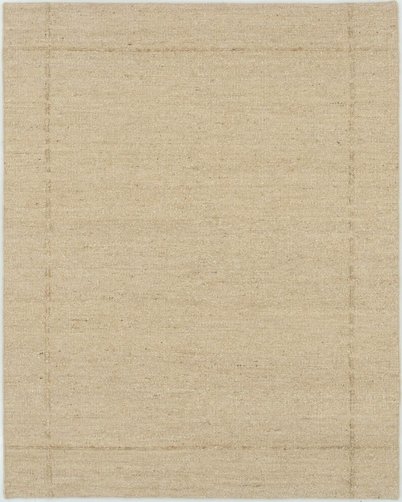 Woven Ridge Attic Honey Wool Rug, Hand-Woven Ribbed Directional Weave, Warm Honey Area Rug 8x10 image 9