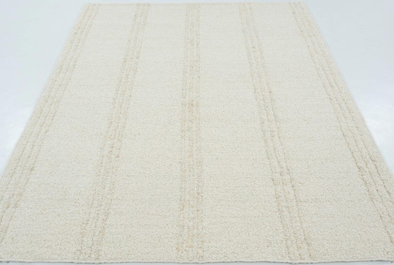 Woven Ridge Aspen Ivory Wool Rug, Hand-Woven Ribbed Directional Weave, Ivory Cream Area Rug 8x10 image 3