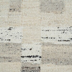 Varm, narvfärgad krämig ullmatta, handvävd texturerad tribalväv, krämfärgad matta 8x10 bild 4