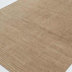 Deep Pile Crest Camel Wool Rug, Hand-Knotted Plush High-Low Pile, Warm Camel Area Rug 8x10 image 3