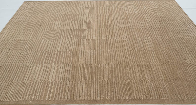 Deep Pile Crest Camel Wool Rug, Hand-Knotted Plush High-Low Pile, Warm Camel Area Rug 8x10 image 4