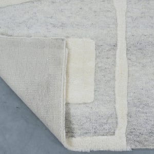 Warm Grain Cleary Ivory wollen vloerkleed, handgeknoopt met een gestructureerd tribaal weefsel, ivoorkleurig crèmekleurig vloerkleed 8x10 afbeelding 5